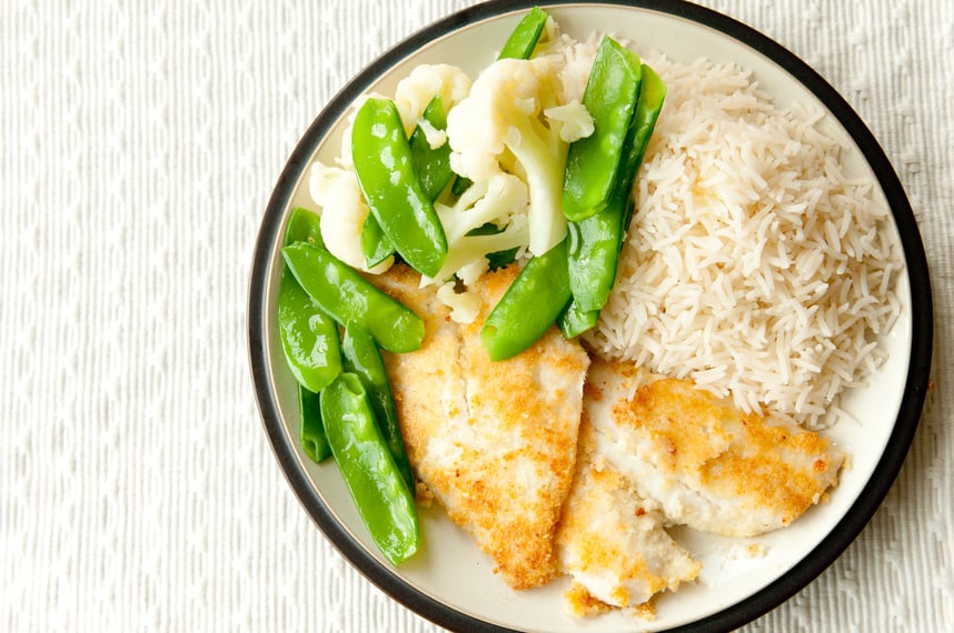 Fried Food on Green and White Ceramic Plate